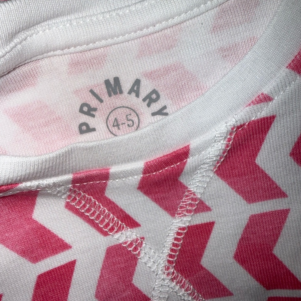 Primary Pink and White Chevron Kids Pajama Set - Picture 2 of 2